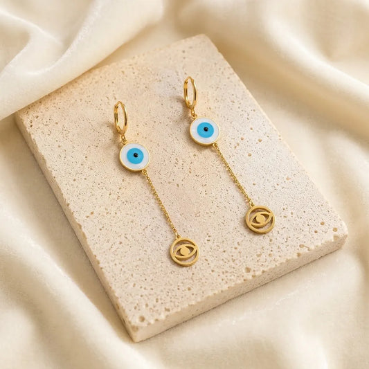 Blue Evil Eye Charm Dangle Earrings | Stupid Cupid