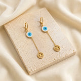 Blue Evil Eye Charm Dangle Earrings | Stupid Cupid