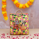 Shree Lakshmi Narayan Ethnic Handcrafted Zip Up Fabric Bag With Chocolate