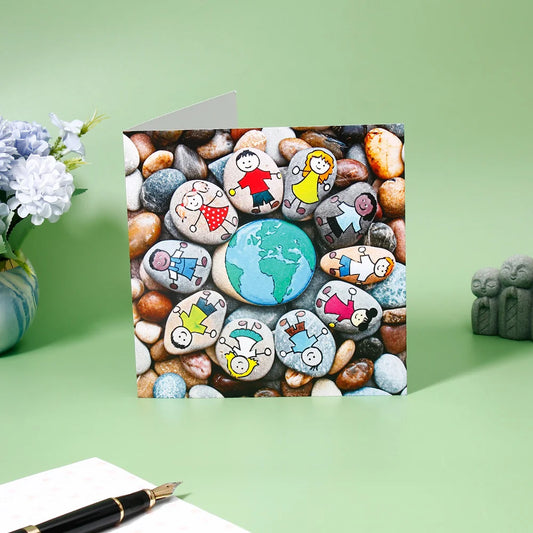 Pack of 50 Painted Pebbles Earth Greeting Card