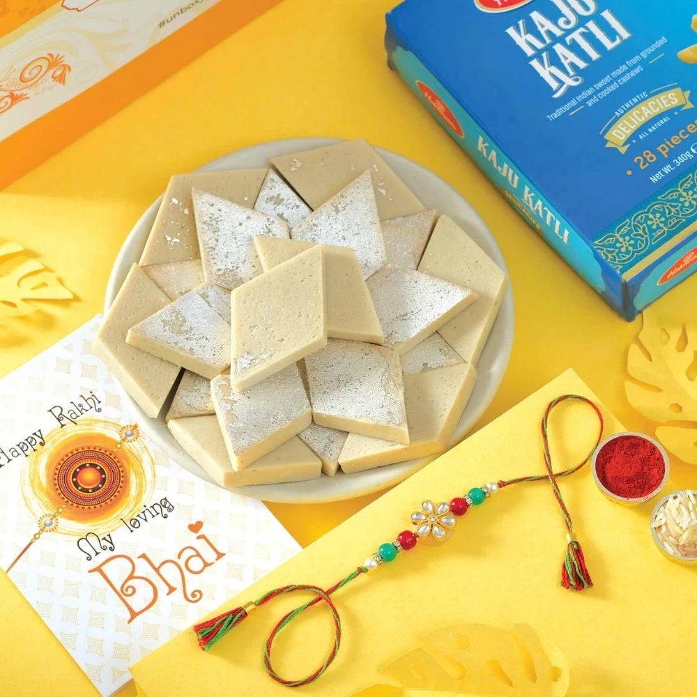 Beaded Rakhi Delight with Kaju Katli