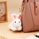 Fluffy Pink Bunny Rabbit Plush Keychain