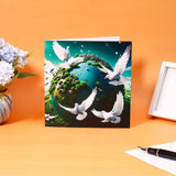 Pack of 50 Doves Over Green Earth Greeting Card