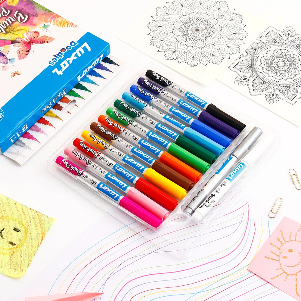 Luxor Doodles Brush Pens - 12 Shades