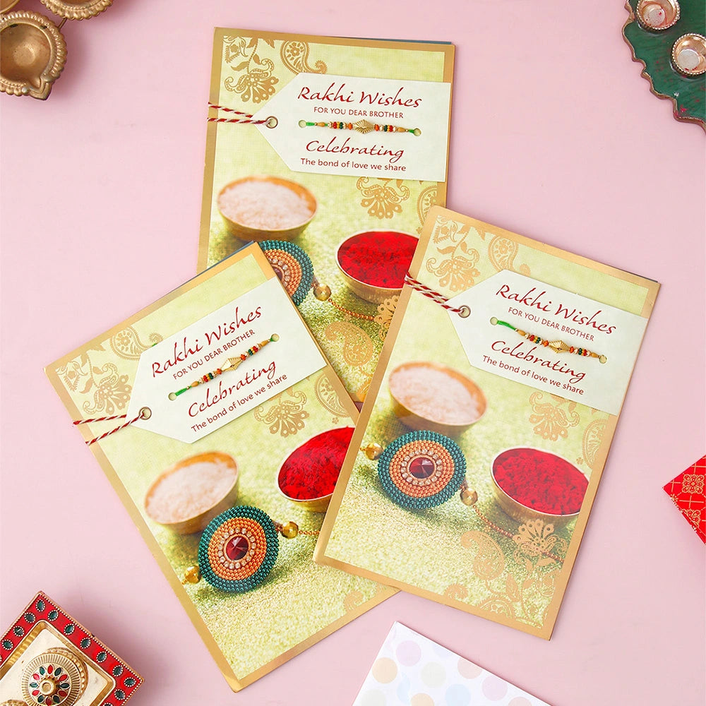 Pack Of 3 Rakhi Wishes Sacred Rakhi Greeting Card With Envelope