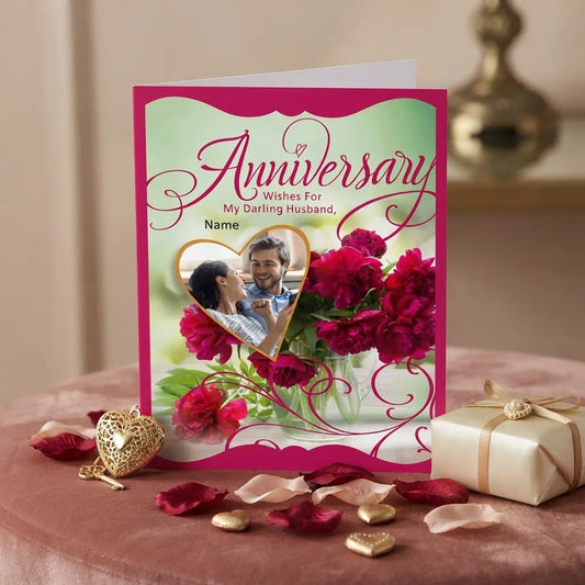 Anniversary Wishes For My Darling Husband Personalised Greeting Card