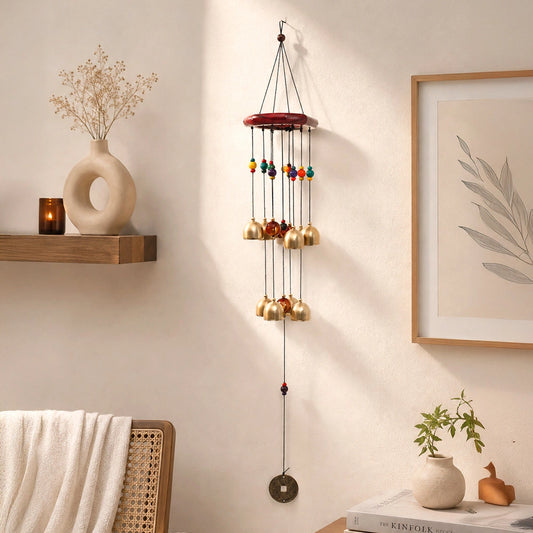 Colorful Beaded Brass Bell Wind Chime