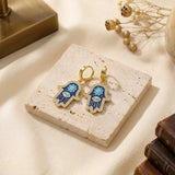 Blue Hamsa Hand Charm Drop Earrings | Stupid Cupid