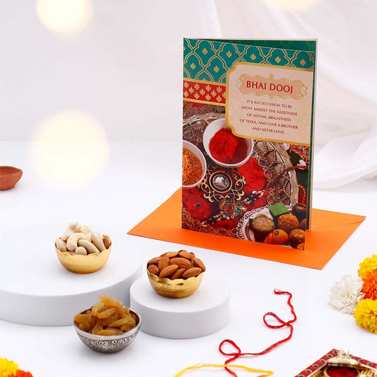 Warm Wishes Bhai Dooj Greeting Card with Dry Fruits