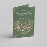 Green Floral Heart Daughter's Day Personalised Card