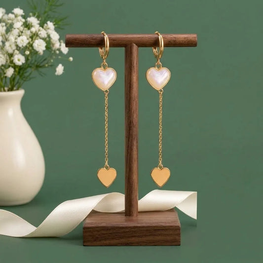 Opal Heart Chain Dangle Earrings | Stupid Cupid