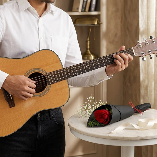1 Red Rose with Guitarist