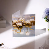 Pack of 50 White Lotus Painting Greeting Card