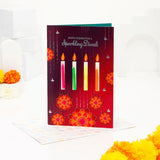 Pack Of 6 Sparkling Diwali with Candles Greeting Card
