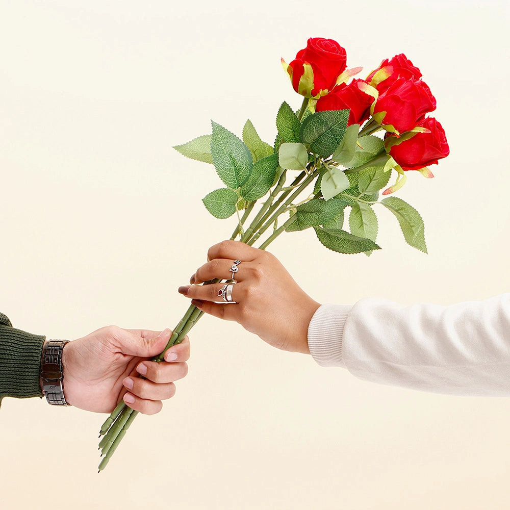 Bunch Of 5 Artificial Red Roses