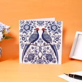 Pack of 50 Blue Pheasant Pair Greeting Card