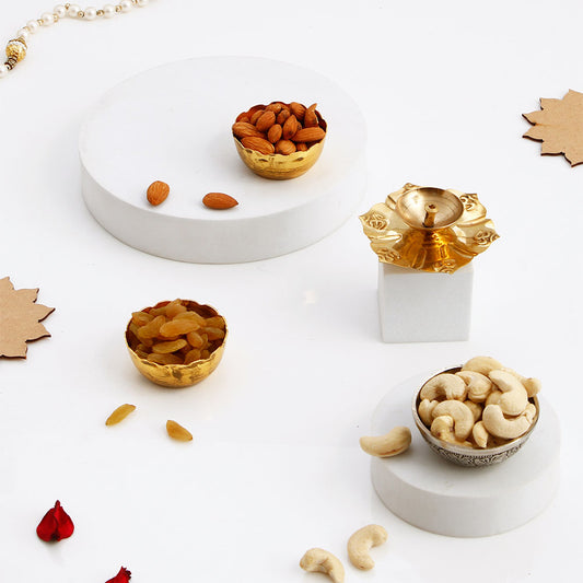 OM Akhand Jyot Diya with Dry Fruits