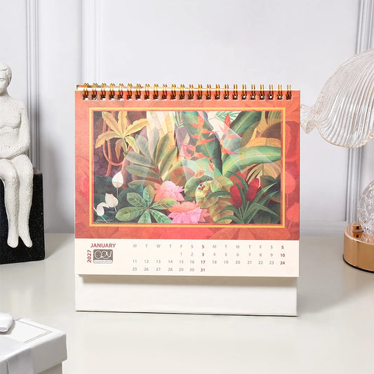Pack Of 2 Multicolor Tropical Botanical Art Desk Calendar 2027