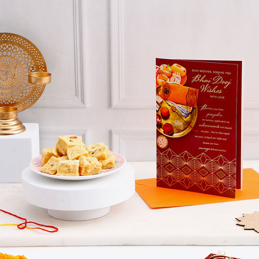 Dear Brother Bhai Dooj Greeting Card with Soan Papdi