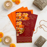 Pack of 3 Red Geometric 'Dear Brother' Bhai Dooj Greeting Cards