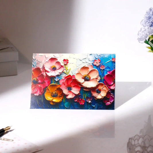 Pack of 50 Textured Floral Art Greeting Card