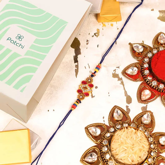 Designer Kundan Rakhi and Patchi Chocolates