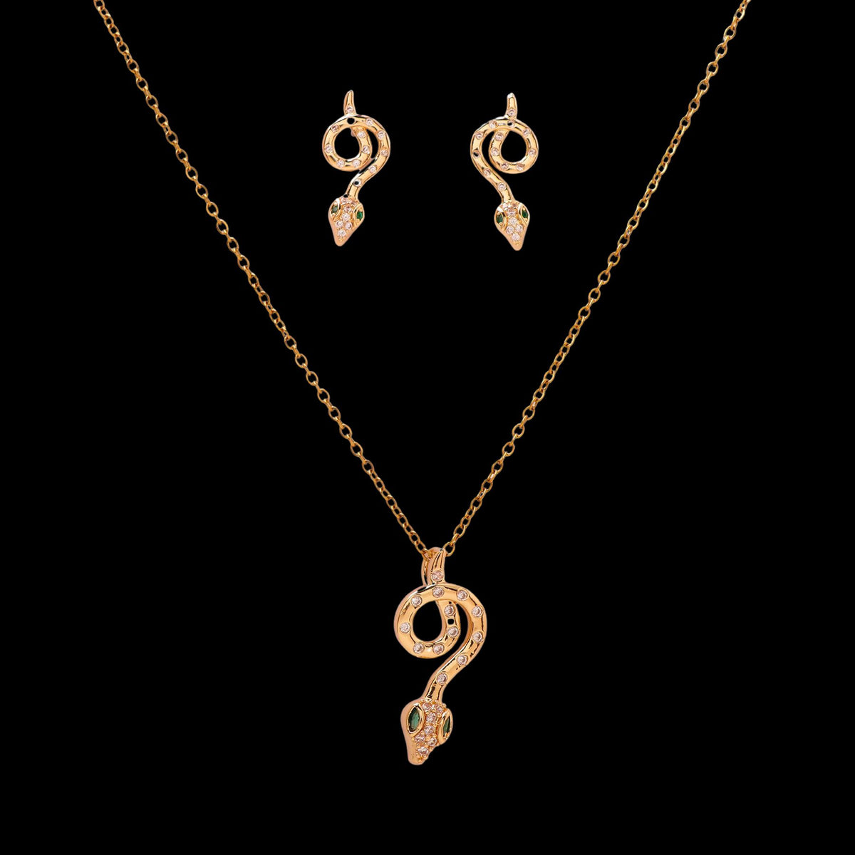 Golden Snake Earring Pendant Set
