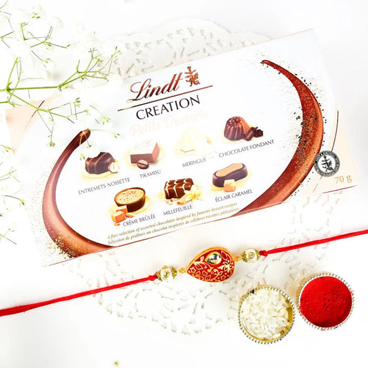 Kundan Rakhi With Lindt Creation