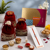 Archies Silver Shiva Trishul Rakhi with Besan Ladoo and Dry Fruits