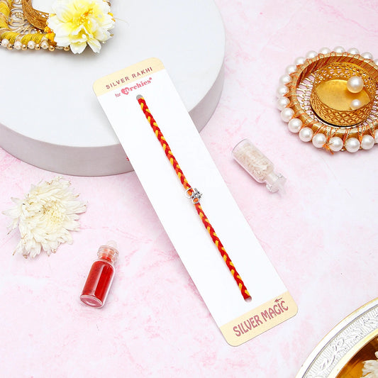 Archies  Om Charm Braided Silver Rakhi