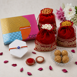 Archies Silver Evil Eye Beaded Rakhi with Besan Laddo and Dry Fruits
