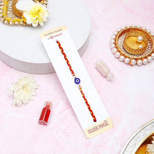 Archies Evil Eye Beaded Silver Rakhi