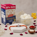 Archies Silver Ganesha Rudraksha Rakhi with Rasgulla