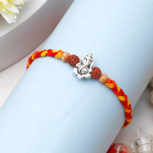 Archies Ganesha Rudraksha Silver Rakhi