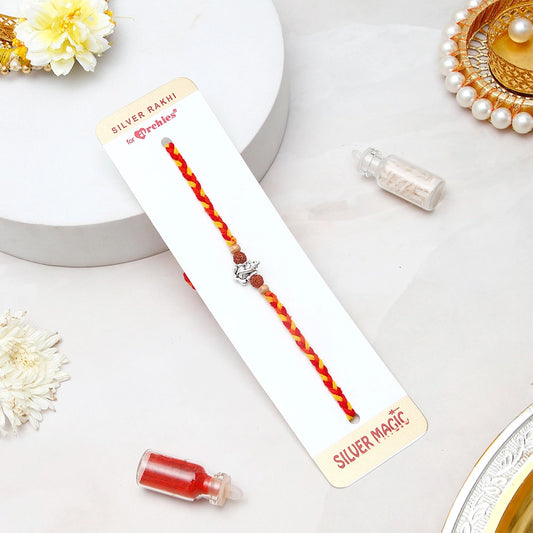 Archies Ganesha Rudraksha Silver Rakhi