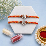 Pack Of 2 Archies Ganesha Silver Rakhi with Rudraksha Beads