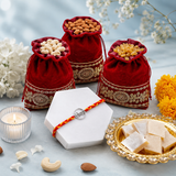 Archies Silver Bhai Charm Rakhi with Kaju Katli and Dry Fruits