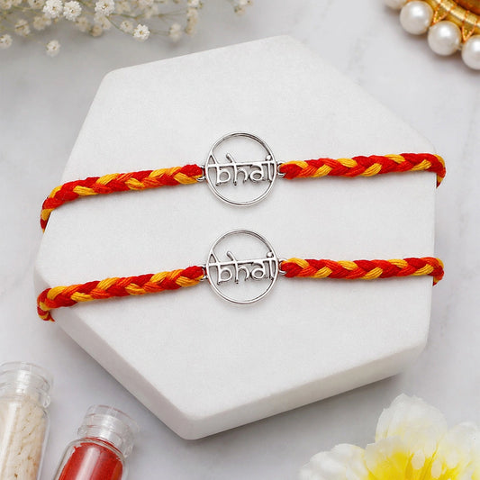 Pack Of 2 Archies "Bhai" Charm Silver Rakhi for Brother