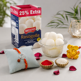 Archies Silver Om Rudraksha Drop Rakhi with Rasgulla