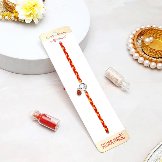 Archies Om Rudraksha Drop Silver Rakhi