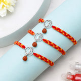 Pack Of 3 Archies Silver Rakhi with Om Charm & Rudraksha Drop