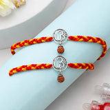 Pack Of 2 Archies Silver Rakhi with Om Charm & Rudraksha Drop