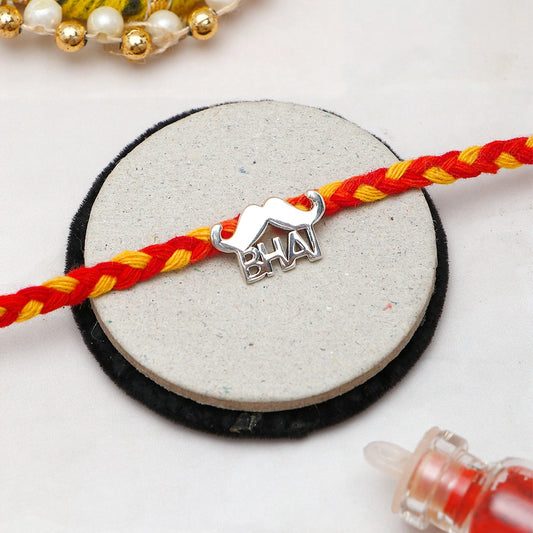 Archies Silver Moustache Bhai Rakhi with Kaju Roll and Dry Fruits