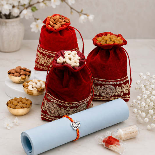 Archies Silver Ganesha Charm Rakhi with Dry Fruits