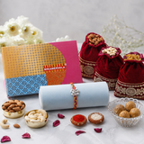 Archies Silver Ganesha Charm Rakhi with Besan Laddoo and Dry Fruits