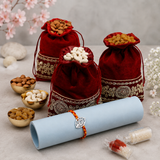 Archies Silver Peacock Feather Rakhi with Dry Fruits