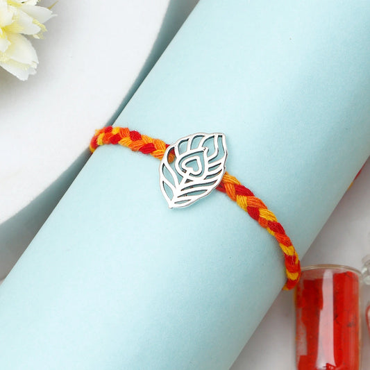 Archies Peacock Feather Silver Rakhi