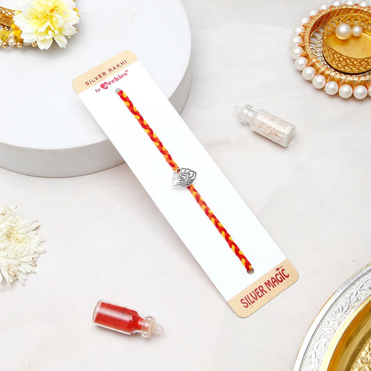 Archies Peacock Feather Silver Rakhi