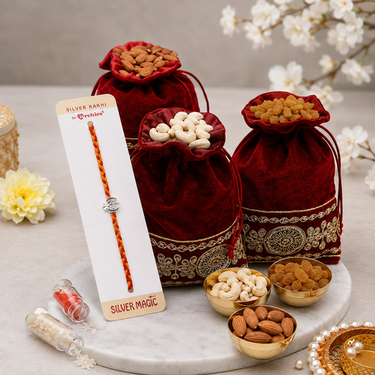 Archies Silver Khanda Rakhi with Dry Fruits