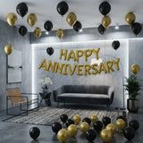 Black & Gold Happy Anniversary Room Decor